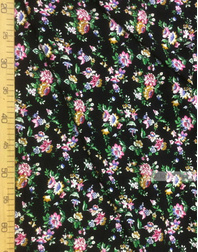 Viscose rayon by the yard ''Pink Flowers On Black''}