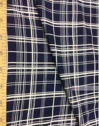 Viscose rayon by the yard ''White Plaid On Blue''}