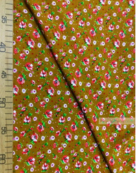 Viscose Fabric by the yard ''Pink And White Flowers On Mustard''}