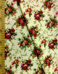 Viscose Fabric by the yard ''Bouquet Of Maroon Roses On A Lemon Field''}