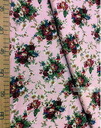 Viscose rayon by the yard ''A Bouquet Of Burgundy Roses On A Light Pink Field''}