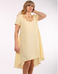 Casual linen dress with embroidery ''Aurora''