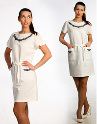Casual linen dress with embroidery ''Alina''