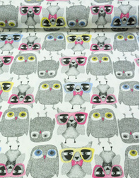 {[en]:Cotton fabric ''Grey owls''}
