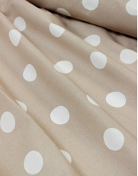{[en]:Percale fabric ''Large polka dots on beige''}