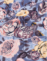 {[en]:Flannel cotton fabric ''Peonies on grey''}