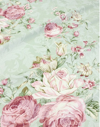 {[en]:Cotton fabric ''Jacquard flowers'' vintage mint}
