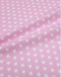 {[en]:Poplin cotton ''Small white stars on pink''}