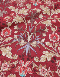 {[en]:Dark red cotton fabric ''Floral vignette''}