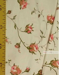 Floral cotton fabric by the yard ''Pink Roses On White''}