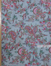 Paisley coton fabric by the yard ''Paisley On Grey-Blue''}