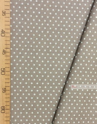 Cotton print fabric by the yard ''Light Grey Small Polka Dots On Beige''}