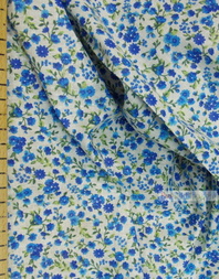 Floral cotton fabric by the yard ''Small Blue Flowers On White''}
