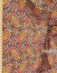 Paisley coton fabric by the yard ''Red Paisley On Brown''}