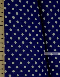Cotton print fabric by the yard ''Small White Polka Dots On Blue''}