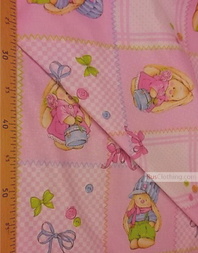 Nursery Fabric by the Yard ''Two Bunnies On Pink Flap''}