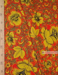 Russian Fabric Patterns ''Khokhloma On Red''}