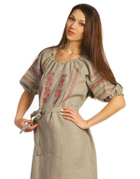 slavic style linen dress