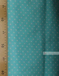 Cotton print fabric by the yard ''Little Peas, White On Pale Turquoise''}