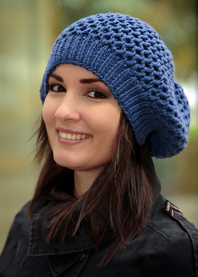 Blue hand knit French beret