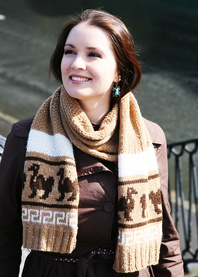 Camel hand knit scarf