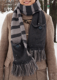 Long pocket hand knit scarf