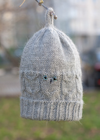 Owl hand knit hat