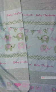 Tissu pour bébé au metre ''Beige, Pink Elephants''}