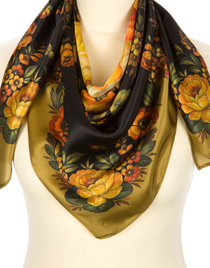 Silk shawl ''Zhostovo Bouquet''