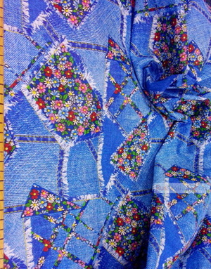 Vintage Fabric Prints by the yard ''Jeans, Flap''}