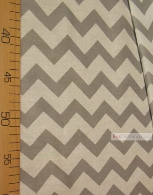 Cotton print fabric by the yard ''Gray-White Zigzag''}