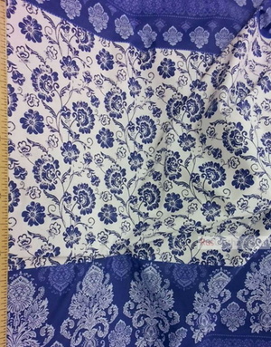 Folklore Fabric by the yard ''Flowers, Blue''}
