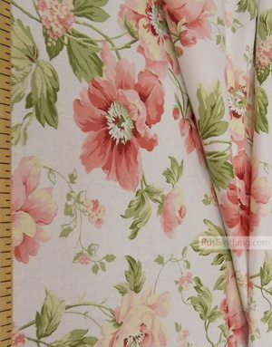 Floral cotton fabric by the yard ''Delicate Flowers On A White Field ''}