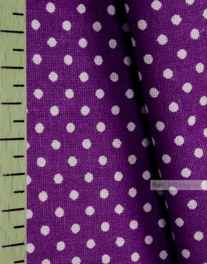 Cotton print fabric by the yard ''Small White Polka Dots On Purple''}