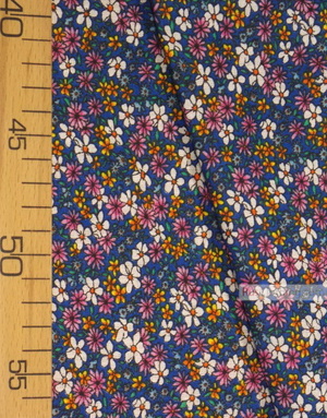 Floral cotton fabric by the yard ''Small Wildflowers On Blue''}