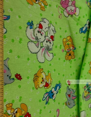 Nursery Print Fabric by the Yard ''Animals On The Green Lawn''}