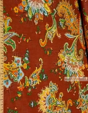 Paisley coton fabric by the yard ''Paisley On Brown''}