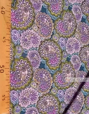 Folklore Fabric by the yard ''Lilac Paisley''}