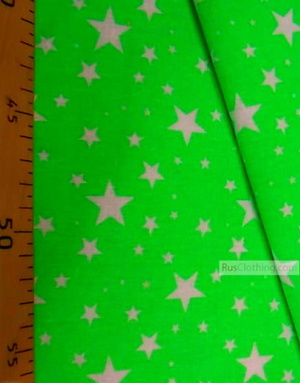 Baby fabric by the Yard ''White Stars On Bright Light Green''}