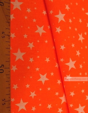 Tissu enfant au metre ''White Stars On Bright Orange (Ultra)''}