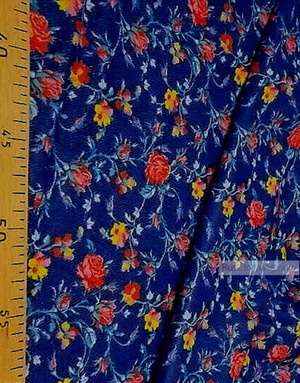 Floral cotton fabric by the yard ''Roses On Jeans''}