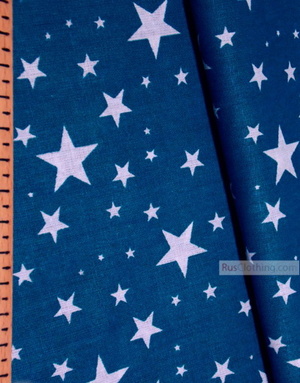 Baby Quilt Fabric by the Yard ''White Stars On The Sea Wave''}