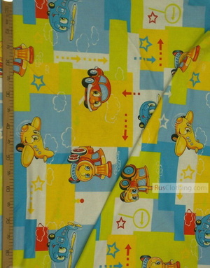 Nursery Print Fabric by the Yard ''Cheerful Transport''}