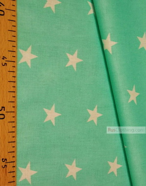 Childrens Fabric by the Yard ''White Star On Mint''}