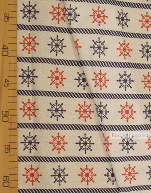 Baby fabric by the Yard ''Red-Blue Steering Wheels On White''}