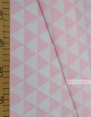 Nursery Print Fabric by the Yard ''Light Pink, White Triangles''}