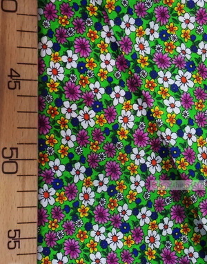 Floral cotton fabric by the yard ''Small Wildflowers On A Light Green''}