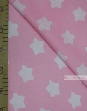 Nursery Fabric by the Yard ''White Star-Gingerbread On Pale Pink''}