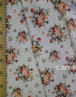 Floral cotton fabric by the yard ''Bouquet Of Flowers On Gray''}