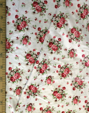 Floral cotton fabric by the yard ''Bouquet Of Flowers On White''}